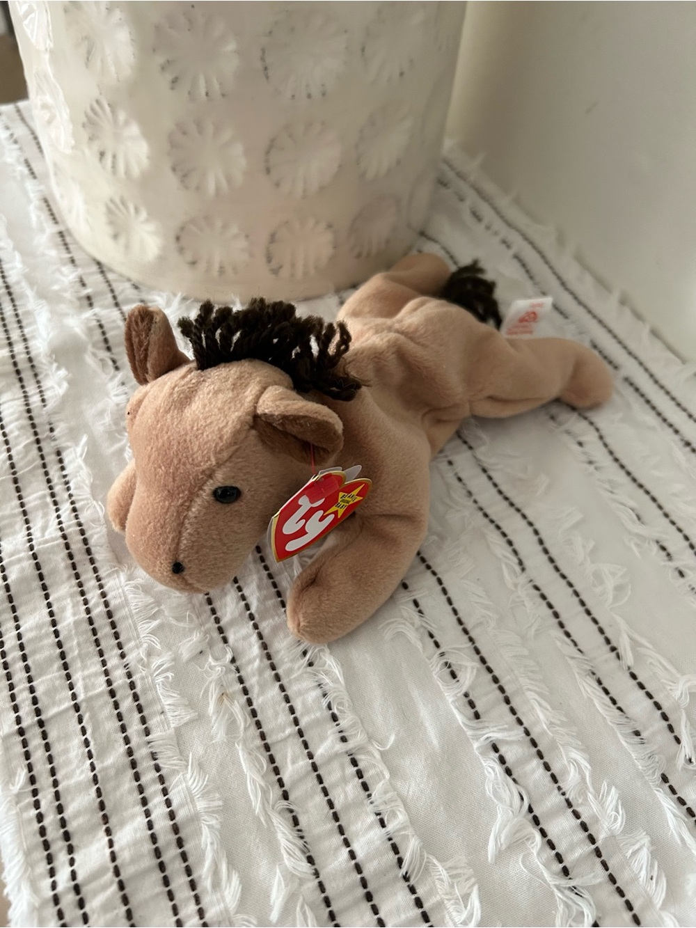Vintage 1995 Ty Derby Beanie Baby Light Brown Horse Plush
